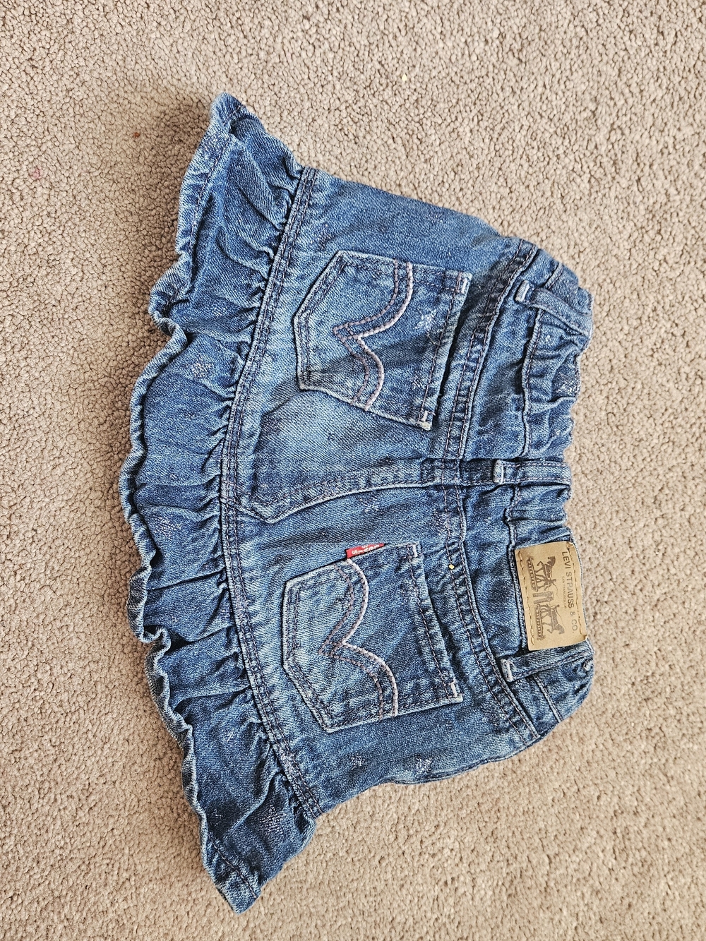 Denim Ruffled Mini Skirt - Blue - Picture 2 of 8